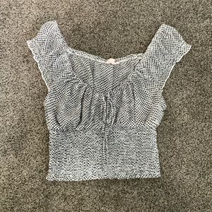black and white polka dot top